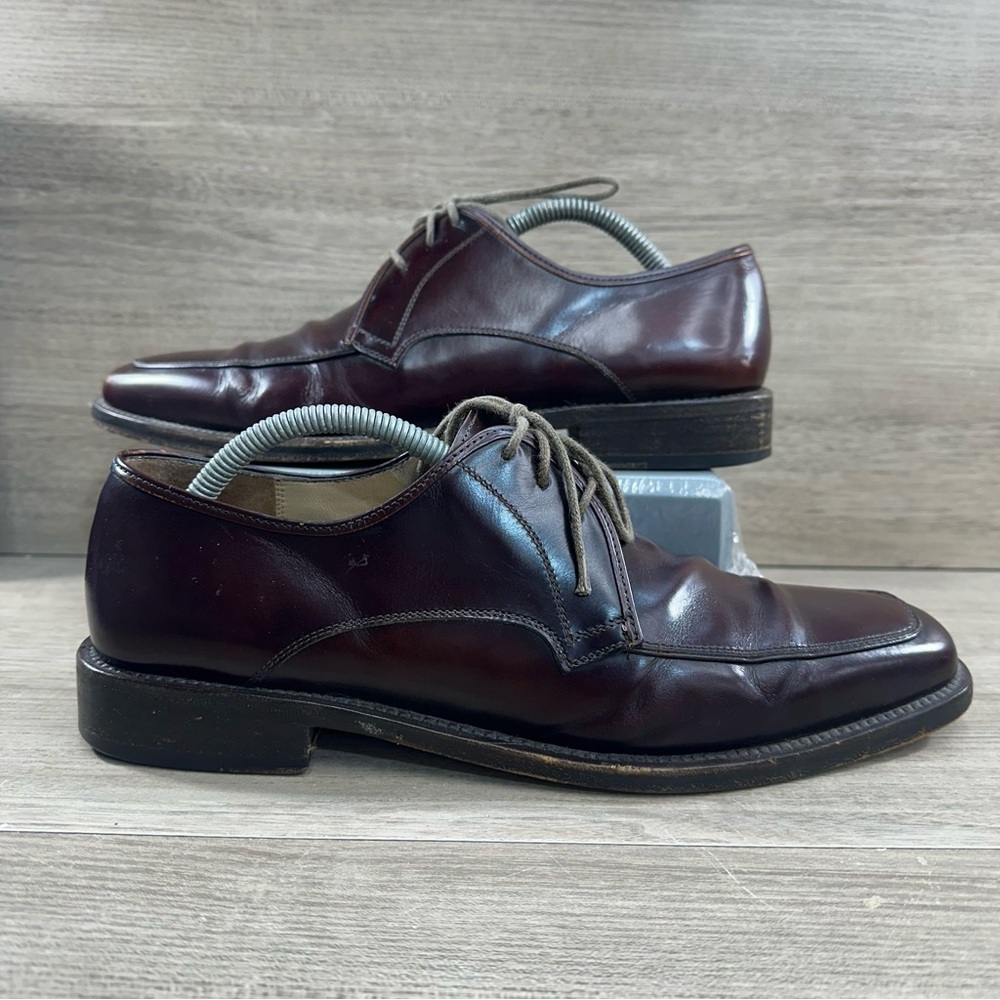Salvatore Ferragamo Mens Wine Leather Oxford Dress Shoes Size 8.5 D